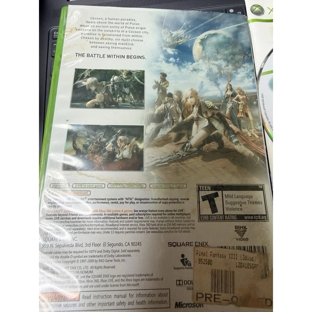 Final Fantasy XIII Xbox 360 Square Enix 3-Disc Set‎ with Manual JRPG